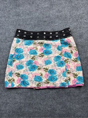 Zand Amsterdam Reversible Wrap Skirt Snap Adjustable One Size Blue Pink Floral